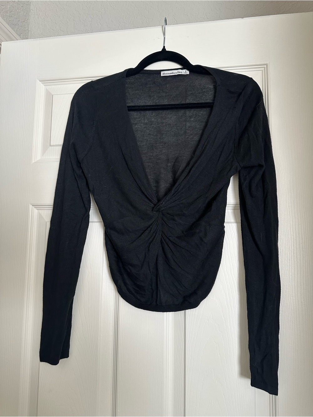 Abercrombie & Fitch Black Twist-Front Long Sleeve Top